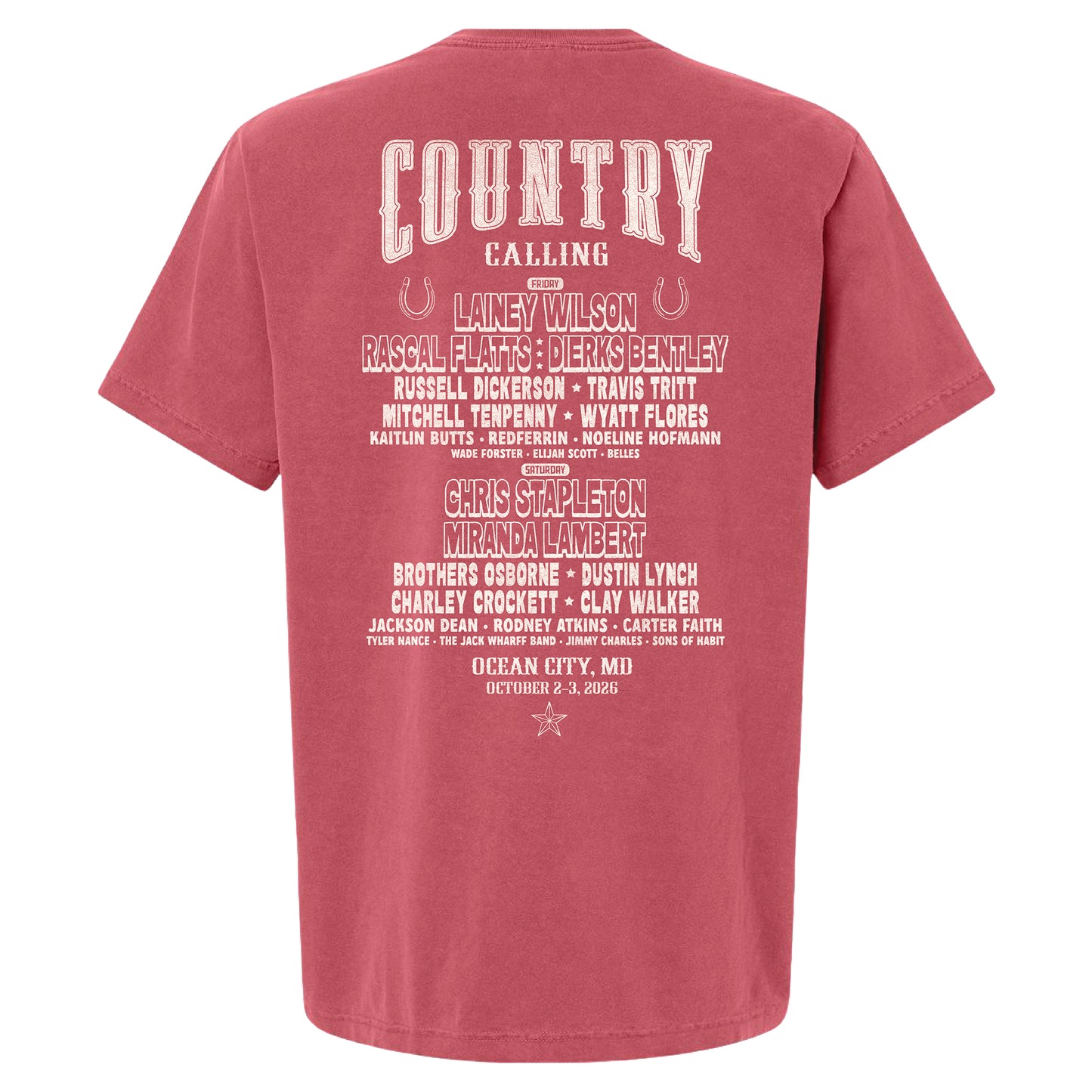 Crab Horseshoe Lineup Tee - Washed Red