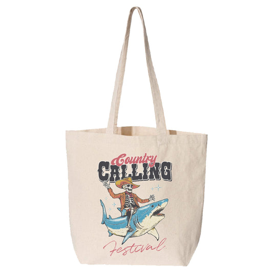 Country Calling Cowboy Shark Tote Bag