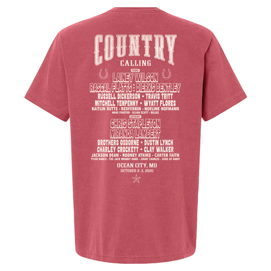 Crab Horseshoe Lineup Tee - Washed Red