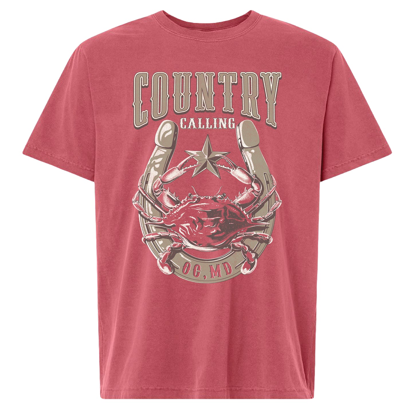 Crab Horseshoe Lineup Tee - Washed Red
