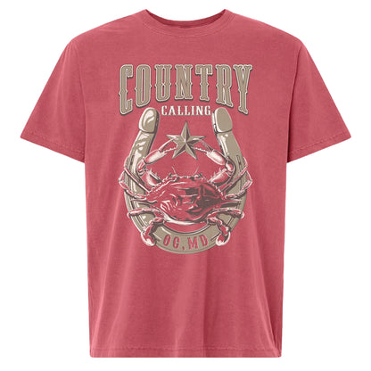 Crab Horseshoe Lineup Tee - Washed Red