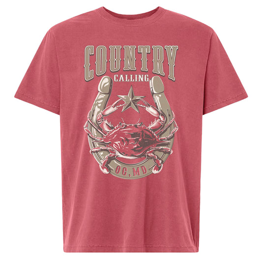 Crab Horseshoe Lineup Tee - Washed Red